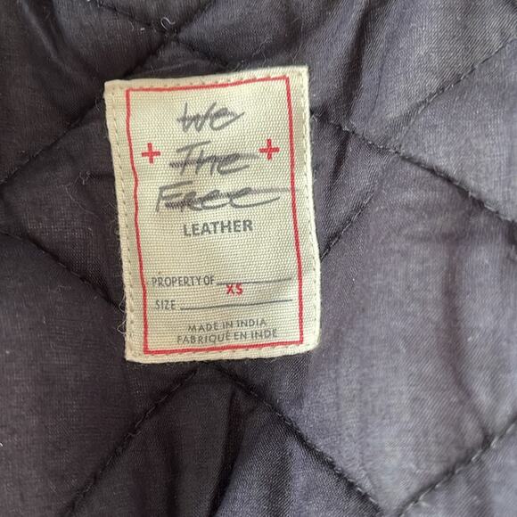 Free People Beatrix Patchwork Fur Hem Black Leather Coat Size XS - Picture 9 of 11